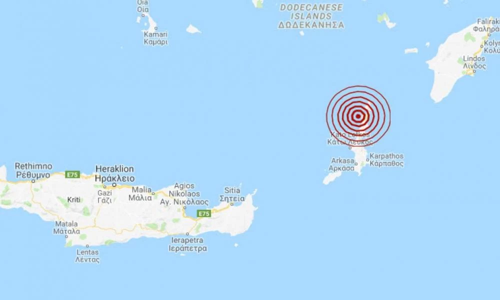 Σεισμός στην Κάρπαθο σε εστιακό βάθος 10 χιλιομέτρων